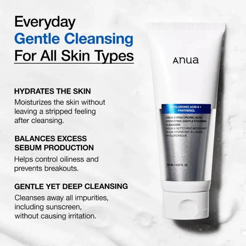 hyaluronic acid face wash for sensitive skin Gentle Foaming Cleanser 150ml – Moisturizing Korean Face Wash for Sensitive Skin - HaisonSkin
