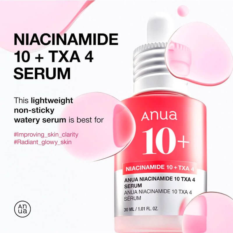 Anua Niacinamide TXA Serum for Dark Spots 30ml – dark spot correcting serumK‑Beauty niacinamide tranexamic acid brightening serumLightweight glow serum for hyperpigmentation and textureHydrating niacinamide serum with barrier-boosting ceramidesAnua brightening serum for glass skin and balanced complexion