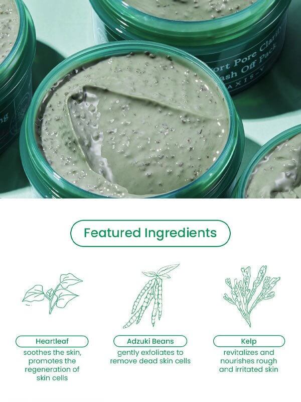 Axis-y Mugwort Pore Clarifying Pack 100ml– mugwort clay mask61% mugwort extract wash-off mask for pore detoxGentle exfoliating mugwort mask with adzuki bean granulesCooling clay mask for maskne and irritated skin by Axis‑YBotanical detox mask with mugwort and lotus extract