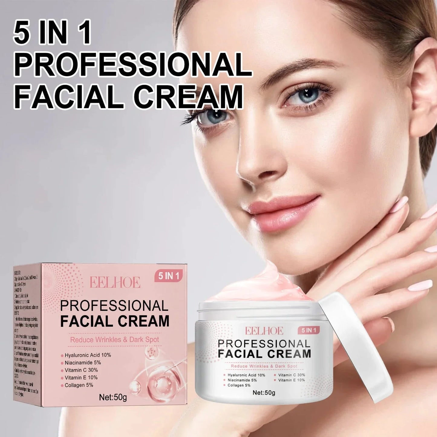 EELHOE Anti‑Aging Hyaluronic Cream – youthful hydration moisturizerHydrating cream with HA, Vitamin C, collagen & niacinamidePlumping anti‑aging cream for smoother, firmer skinLightweight yet nourishing anti‑aging moisturizerGlow-enhancing hyaluronic acid cream