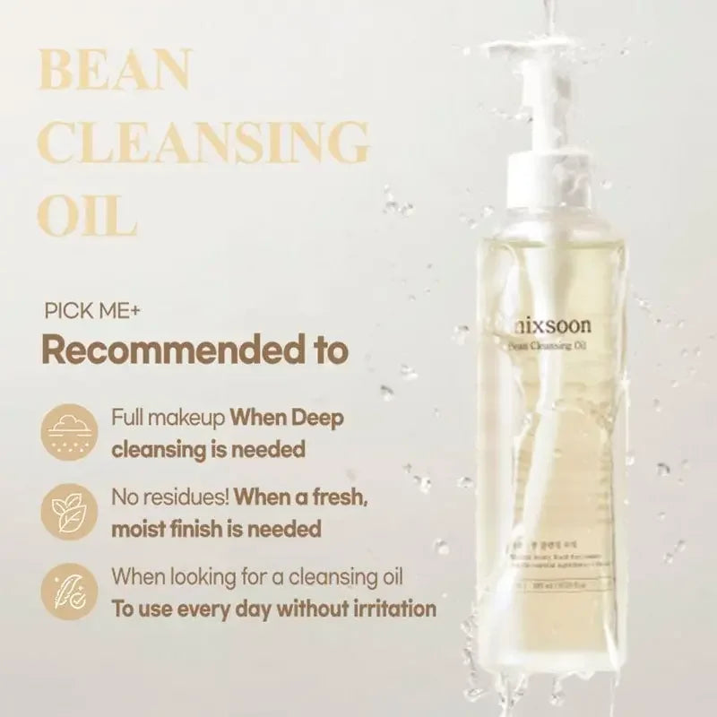 Korean cleansing oil for makeup removal l cleanserK-beauty cleansing oil makeup and sunscreen removerSoybean oil-based Korean cleansing oil for double cleansingMixsoon Bean Cleansing Oil lightweight hydrating cleanserBest Korean cleansing oil for sensitive skin