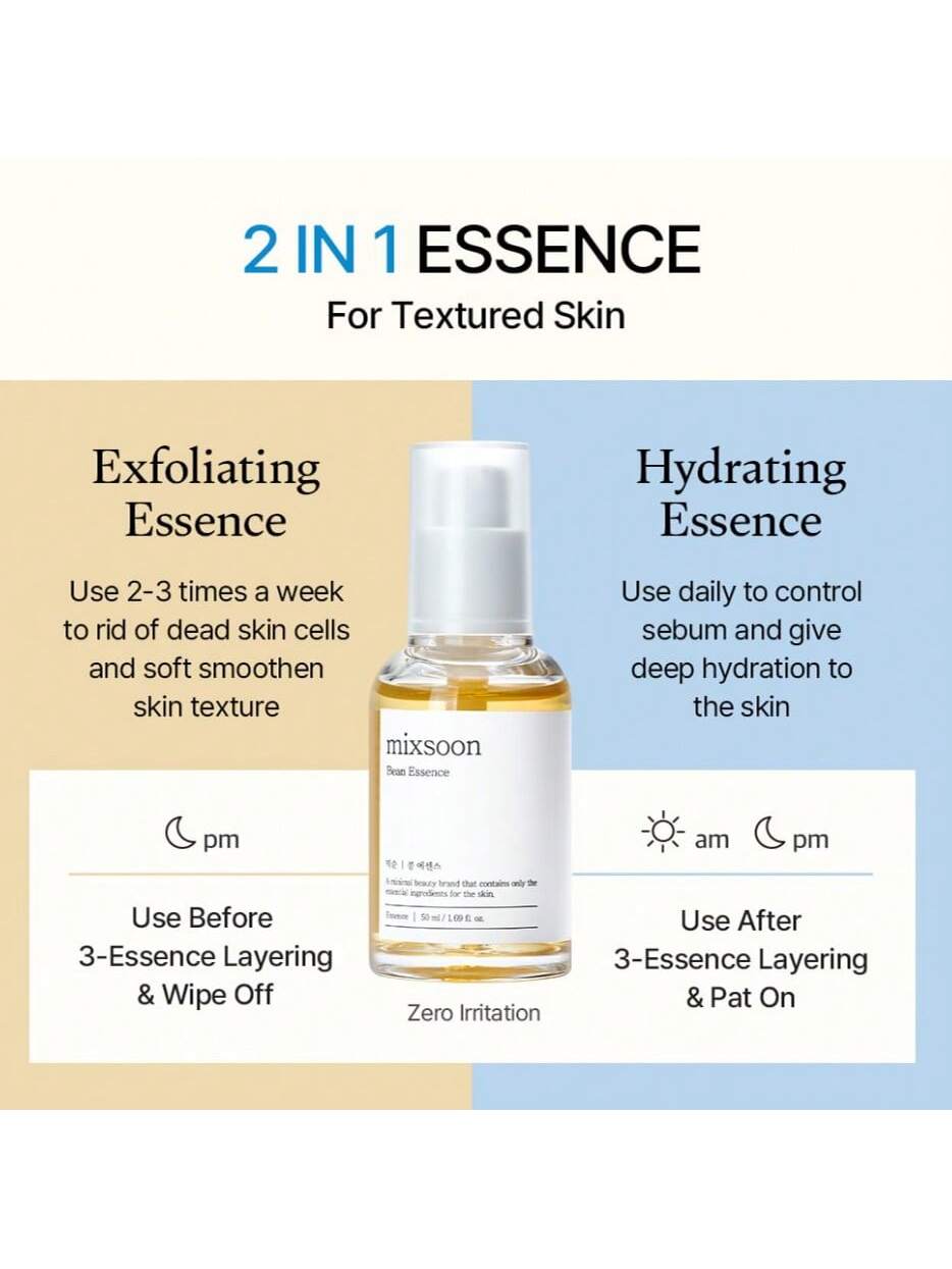 fermented bean hyaluronic acid essence – fermented bean exfoliating essenceBrightening bean essence with hyaluronic acidMulti-tasking exfoliating hydration essence for dull skinSensitive skin-friendly fermented essenceTan removal bean essence serum