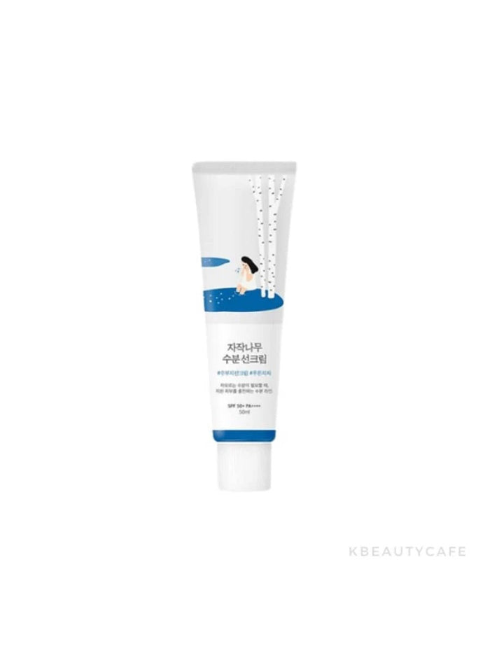 ROUND LAB skincare products SPF50Moisturizing SPF Cream in a tube for sun protection and hydration.