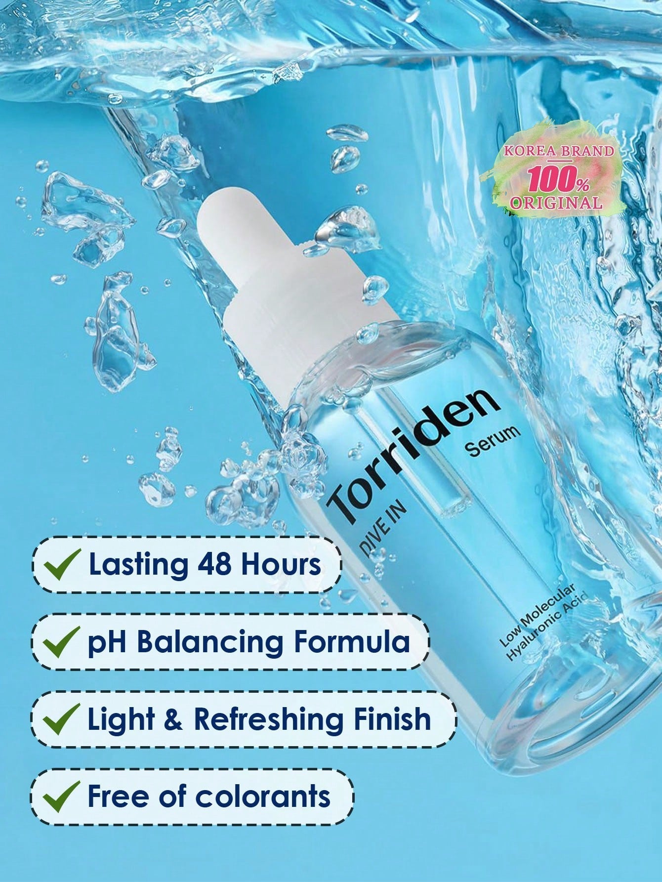 Torriden Dive-In Hyaluronic Acid Serum  5D hydrationGlass skin serum with multi-weight hyaluronic acidFragrance‑free hydrating serum for sensitive skinLightweight HA serum for plump, dewy complexionBarrier-support hydrating serum with panthenol