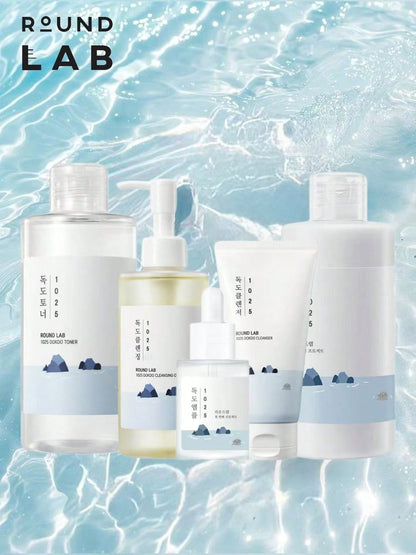 ROUND LAB 1025 Dokdo Skincare Set – cleanser, toner, lotion, serum

Deep sea water skincare ritual set

Hydrating Dokdo cleansing oil and mineral toner

Lightweight hydrating serum and lotion with sea minerals

4-step Dokdo skincare mineral hydration set