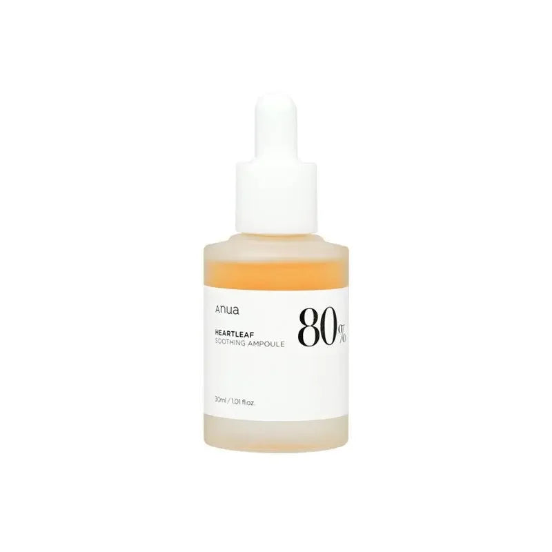 Korean soothing serum for acne-prone skin soothing serum for sensitive skinKorean skincare ampoule with Heartleaf extract for acne-prone skinAnua Heartleaf ampoule lightweight hydrating calming serumBest Korean ampoule for redness and irritation reliefAnua 80% Heartleaf serum barrier strengthening skincare