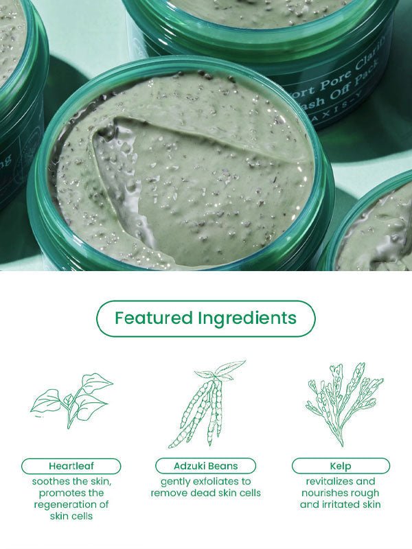 Axis‑Y Mugwort Pore Clarifying Wash Off Pack 100ml – mugwort clay mask

61% mugwort extract wash-off mask for pore detox

Gentle exfoliating mugwort mask with adzuki bean granules

Cooling clay mask for maskne and irritated skin by Axis‑Y

Botanical detox mask with mugwort and lotus extract
