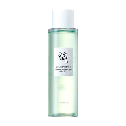 AHA BHA exfoliating toner– plum water exfoliating tonerGreen plum AHA BHA toner for gentle daily exfoliationHanbang skincare toner with plum water and glycolic acidLightweight watery toner for smoother, clearer skinBrightening green plum water toner for pore refinement