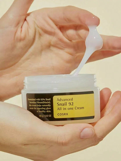 COSRX Advanced Snail Duo – Snail Mucin Essence & Cream

96% Snail Mucin Essence for hydration and repair

92% Snail Mucin Moisturizer for glow and softness

Snail mucin glow duo for barrier repair and radiance

Hydrating snail mucin skincare set—essence + cream