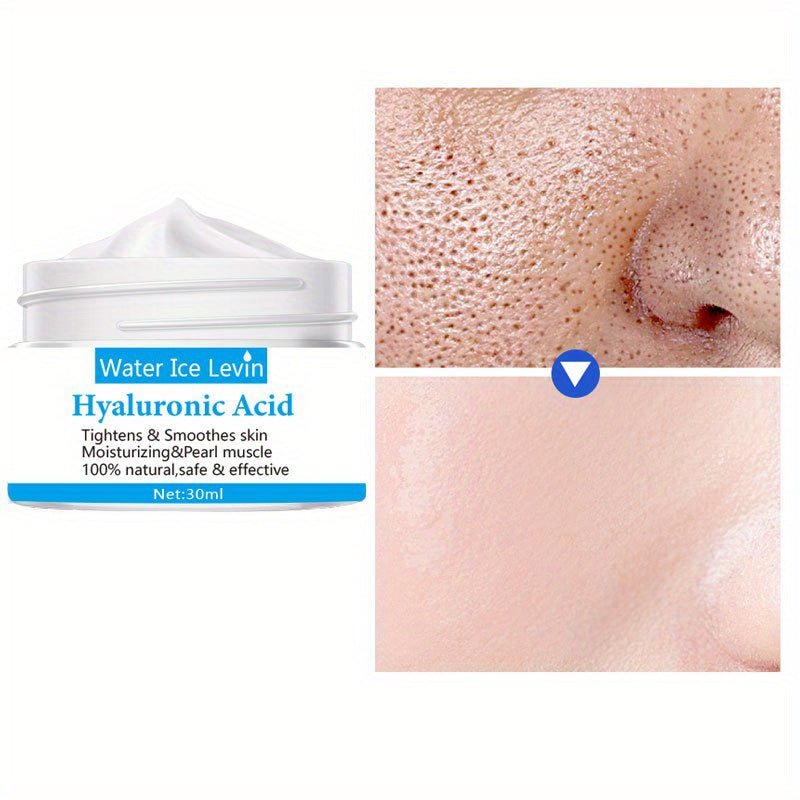 Hyaluronic Acid Cream jar with silky texture

Deep hydration cream with hyaluronic acid

Moisturizer for dry and sensitive skin hydration

Plumping face cream for fine lines and dewy glow

Daily hyaluronic acid moisturizer for radiant skin