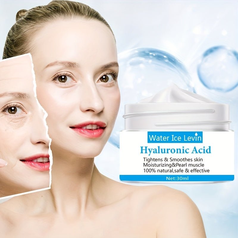Hyaluronic Acid Cream jar with silky texture

Deep hydration cream with hyaluronic acid

Moisturizer for dry and sensitive skin hydration

Plumping face cream for fine lines and dewy glow

Daily hyaluronic acid moisturizer for radiant skin