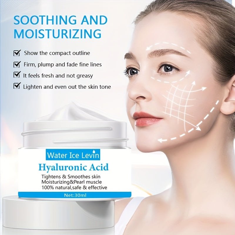 Hyaluronic Acid Cream jar with silky texture

Deep hydration cream with hyaluronic acid

Moisturizer for dry and sensitive skin hydration

Plumping face cream for fine lines and dewy glow

Daily hyaluronic acid moisturizer for radiant skin