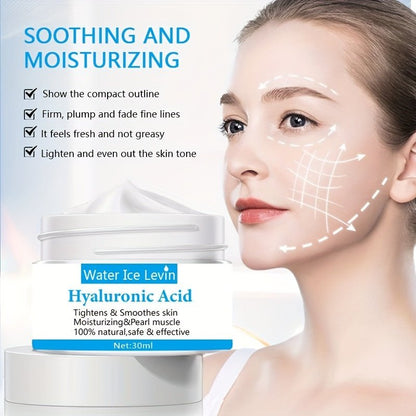 Hyaluronic Acid Cream jar with silky texture

Deep hydration cream with hyaluronic acid

Moisturizer for dry and sensitive skin hydration

Plumping face cream for fine lines and dewy glow

Daily hyaluronic acid moisturizer for radiant skin