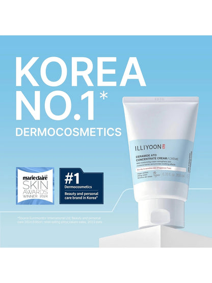  Illiyoon Ceramide Ato Concentrate Cream 200 ml – 100‑hour hydration

Silky ceramide face & body cream for dry, sensitive skin

Barrier repair moisturizer with ceramide capsule technology

Lightweight rich cream for long-lasting hydration

Dermatologist-recommended ceramide cream for compromised skin