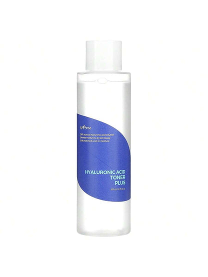Isntree Hyaluronic Acid Toner Plus – 5D hyaluronic hydration with birch sap & panthenol; ampoule texture delivers plump, barrier-soothing moisture (200 ml).