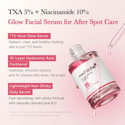 dark spot correcting niacinamide serum Serum 30ml bottleKorean serum for dark spots and hyperpigmentationMedicube brightening serum with niacinamide and TXALightweight silky serum for even skin toneMedicube TXA serum for blemish scars and dull skin