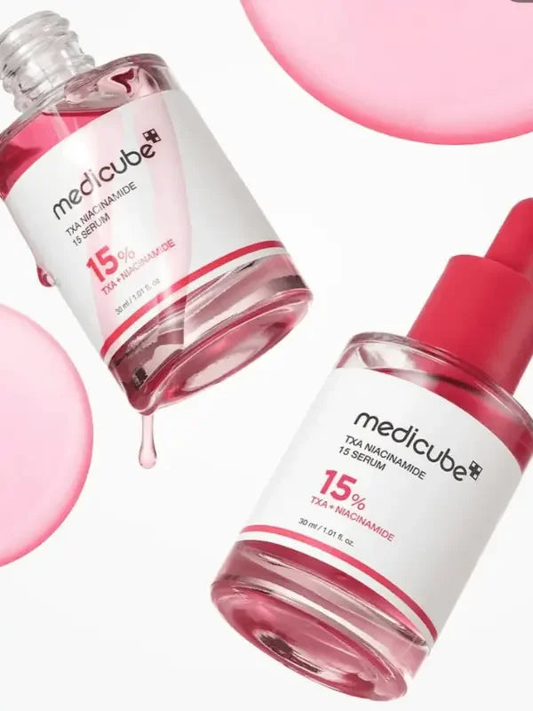 dark spot correcting niacinamide serum 30ml bottleKorean serum for dark spots and hyperpigmentationMedicube brightening serum with niacinamide and TXALightweight silky serum for even skin toneMedicube TXA serum for blemish scars and dull skin