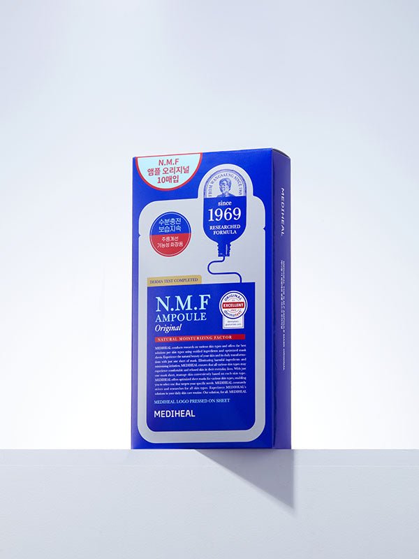 Mediheal NMF Ampoule Mask Original hydrating sheet mask

K-beauty sheet mask with Natural Moisturizing Factor essence

Hydrating ampoule mask for dewy plump skin

Silky sheet mask that smooths fine lines and refreshes skin

Moisture surge mask for radiant and balanced complexion