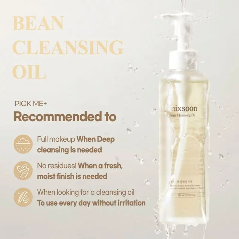 Mixsoon Bean Cleansing Oil 195ml Korean oil cleanser

K-beauty cleansing oil makeup and sunscreen remover

Soybean oil-based Korean cleansing oil for double cleansing

Mixsoon Bean Cleansing Oil lightweight hydrating cleanser

Best Korean cleansing oil for sensitive skin
