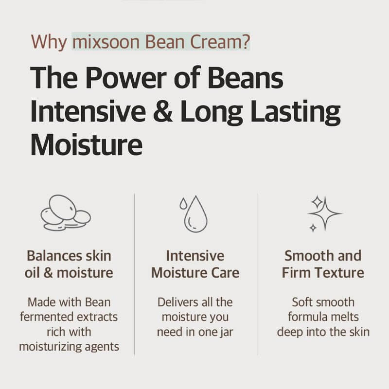 K-beauty fermented bean cream benefits including moisture balance, intensive care, and smooth texture.