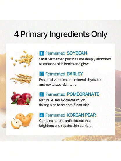 fermented bean enzyme essence– fermented bean exfoliating essenceGentle glow essence with pomegranate enzyme and soy fermentHydrating bean essence for smooth, radiant skinSensitive skin-friendly exfoliating essenceClean fermented essence for bright, even complexion