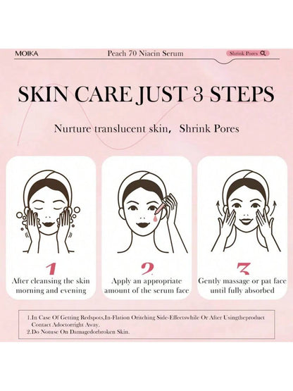 Peach 70 Niacinamide Serum 30 ml – hydrating niacinamide and peach extract

Glass-skin serum with peach extract & triple hyaluronic acid

Brightening peach niacinamide serum for radiant skin

Lightweight hydration serum with natural pink tint

Upcycled peach extract serum for bright, smooth complexion