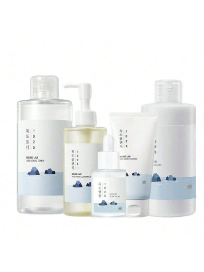 ROUND LAB 1025 Dokdo Skincare Set – Hydrating Toner, Lotion, Cleansing Oil & Serum for Deep Cleansing & Makeup Removal - HaisonSkin