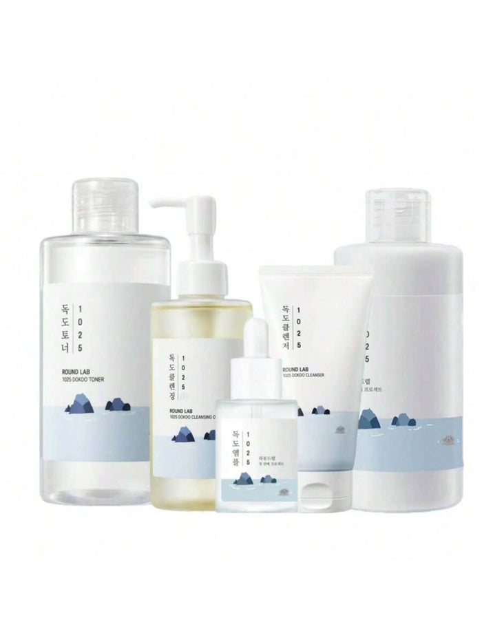 ROUND LAB 1025 Dokdo Skincare Set – cleanser, toner, lotion, serum

Deep sea water skincare ritual set

Hydrating Dokdo cleansing oil and mineral toner

Lightweight hydrating serum and lotion with sea minerals

4-step Dokdo skincare mineral hydration set
