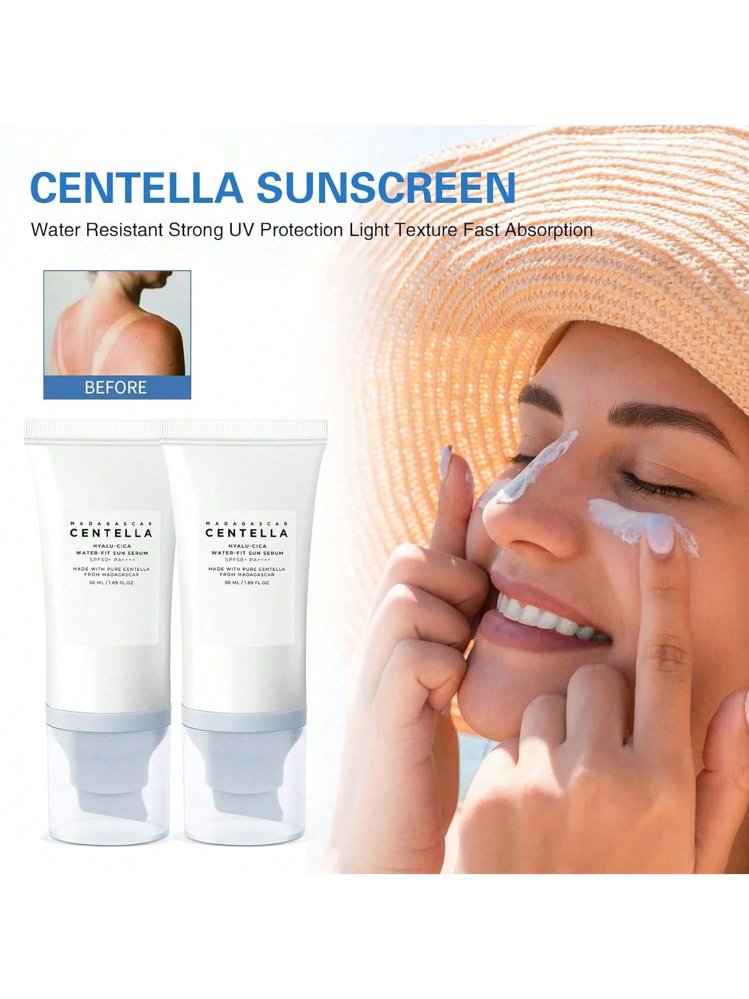 “SPF 50 serum,” “lightweight sunscreen,” “dewy UV protection”