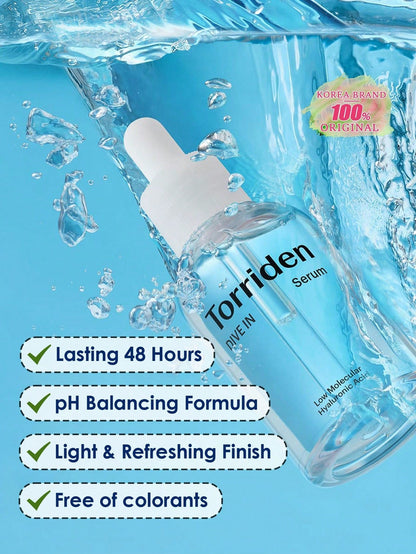 Torriden Dive-In Hyaluronic Acid Serum  5D hydrationGlass skin serum with multi-weight hyaluronic acidFragrance‑free hydrating serum for sensitive skinLightweight HA serum for plump, dewy complexionBarrier-support hydrating serum with panthenol