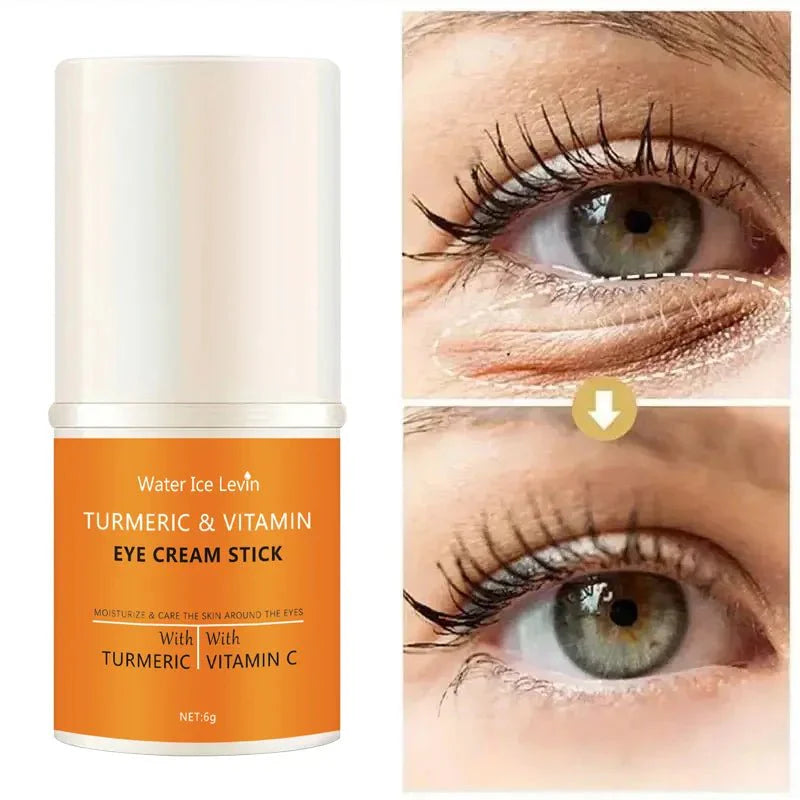 Turmeric Vitamin C Eye Cream Stick for bright eyes

Cooling eye cream stick for dark circles and puffiness

Brightening under-eye stick with turmeric and vitamin C

Portable anti-aging eye cream stick

Hydrating turmeric vitamin C eye treatment balm